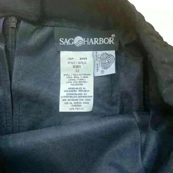 Vintage Sag Harbor Black 100% Wool Pencil Skirt Size 12 Classic Career Interview - Picture 3 of 7